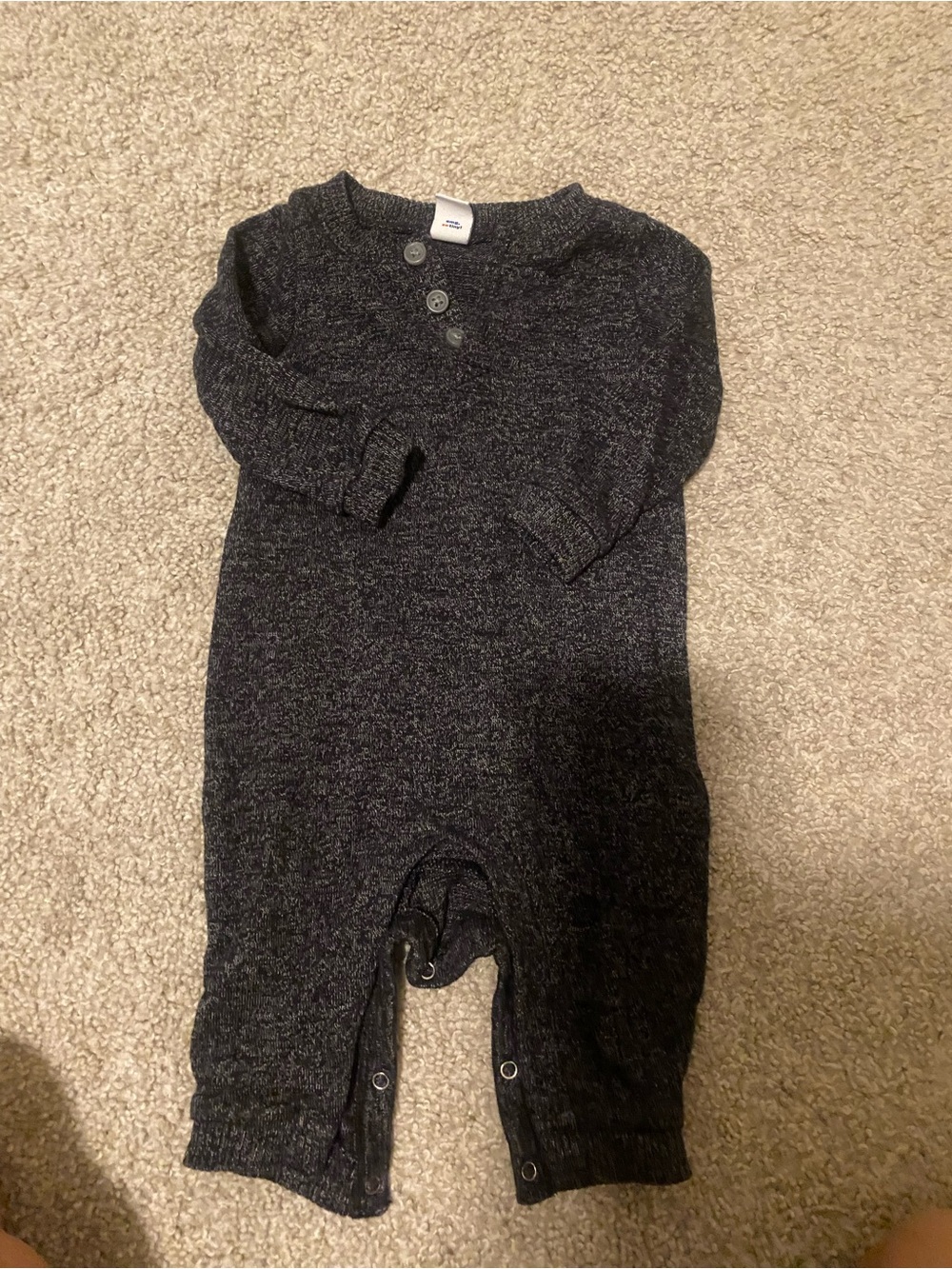 Old Navy Dark Heather Gray Knit Baby Footie One-Piece
